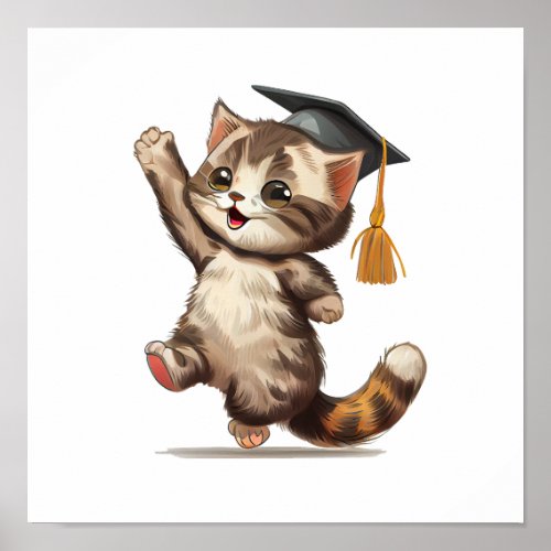 happy graduation little cat  poster