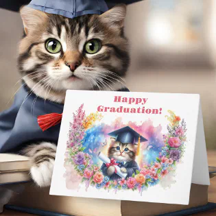 Happy Graduation With Little Kitty! Card