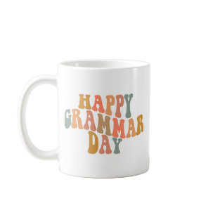 Happy Grammar Day Retro Wavy Coffee Mug
