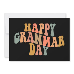 Happy Grammar Day Retro Wavy Holiday Card