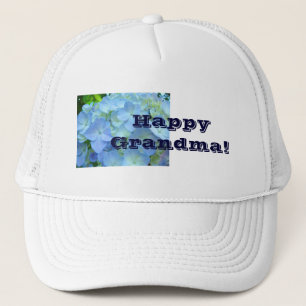 Happy Grandma! hats Blue Floral Hydrangea Flowers