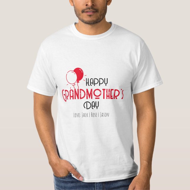 Happy Grandmother’s Day with Red Balloons T-Shirt (Front)