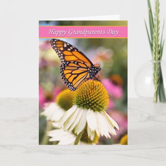 Happy Grandparents Day Beautiful Monarch Butterfly Holiday Card (Front)