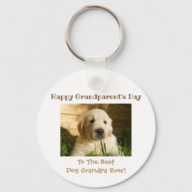 Happy Grandparent's Day Best Dog Grandfather Photo Keychain (Front)