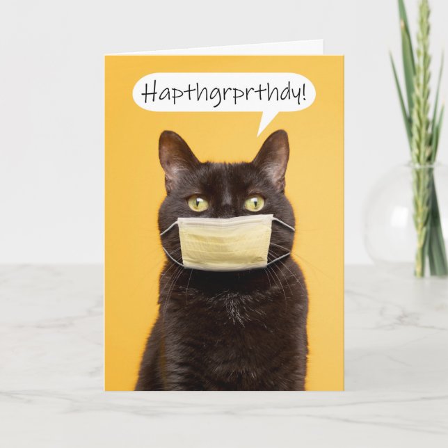 Happy Grandparents Day Cat Talking n Face Mask Holiday Card (Front)
