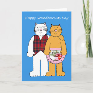 Happy Grandparents Day Cute Cartoon Cats. Card