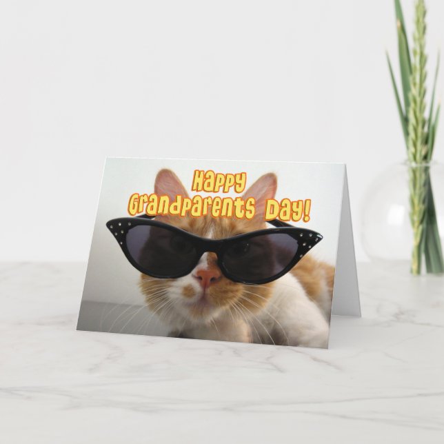 Happy Grandparents Day Grandma - Cool Cat Card (Front)
