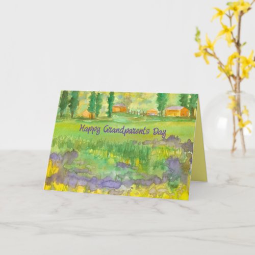 Happy Grandparents Day Ranch Fall Flowers Trees Card