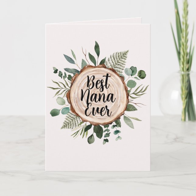 Happy Grandparents Day Rustic Wood and Foliage Card (Front)