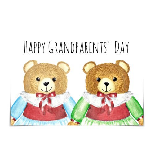 Happy Grandparents Day Two Grandma Bears Card