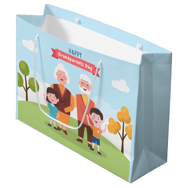 Happy Grandparents Day word art  Large Gift Bag (Front Angled)