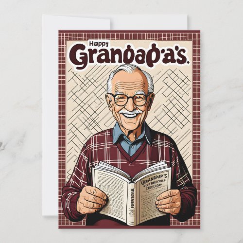 Happy Grandpas _ A Vintage Tribute to Reading Thank You Card