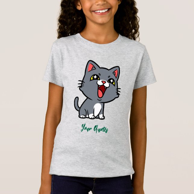 Happy Gray Kitten T-Shirt (Front)