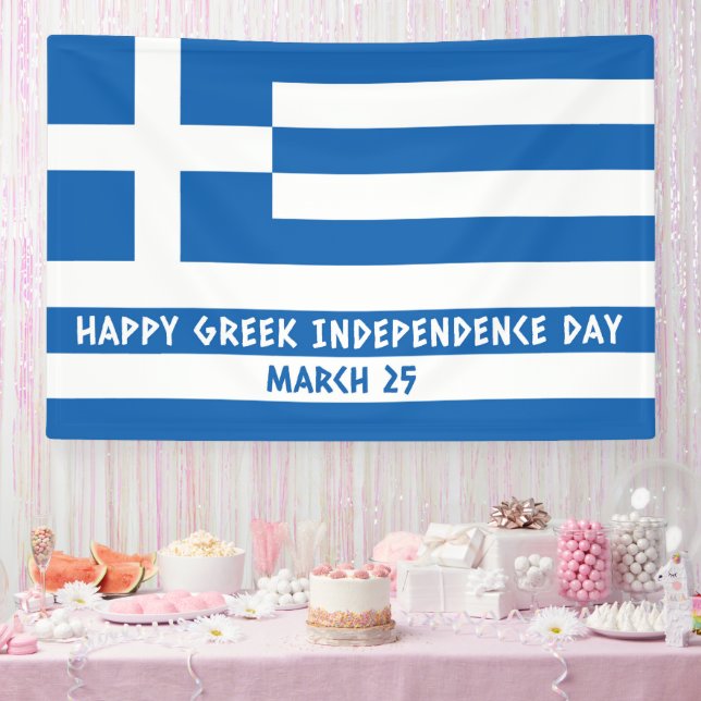 Happy Greek Independence Day Greek Flag Banner (Party)