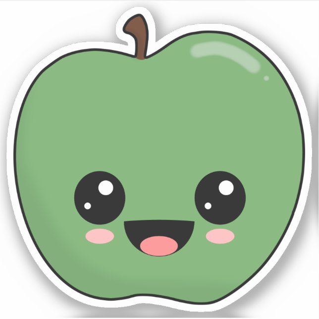 Happy Green Apple Sticker (Front)