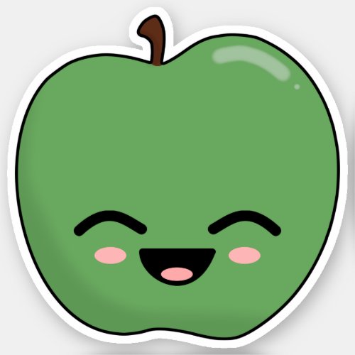 Happy Green Apple Sticker