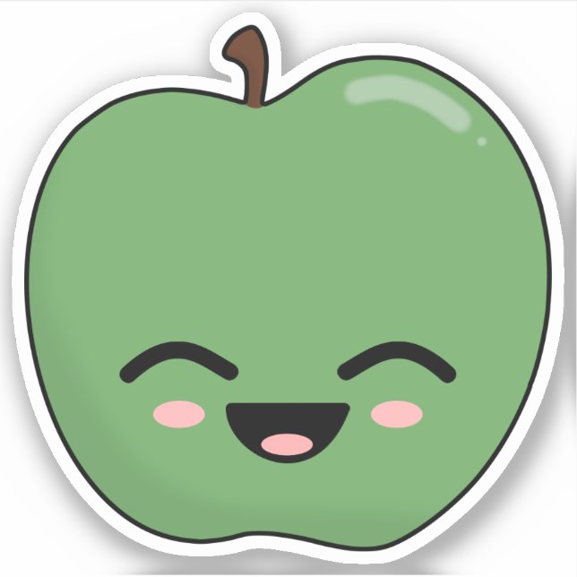 Happy Green Apple Sticker (Front)