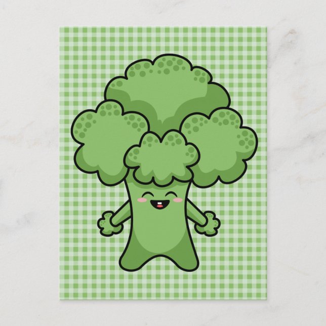 Happy Green Broccoli Postcard (Front)