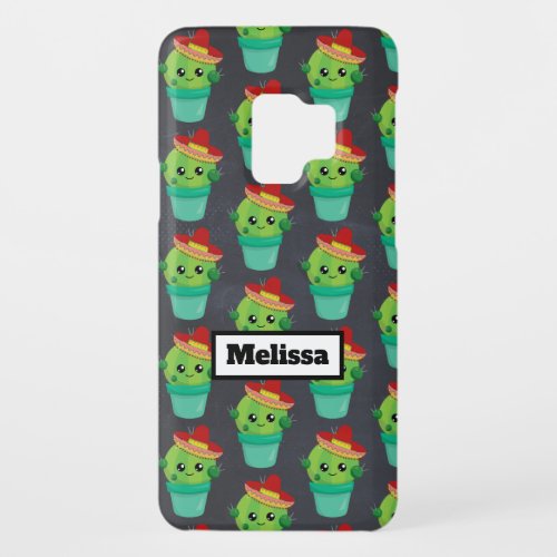 Happy Green Cactus in a Red Sombrero Pattern Case_Mate Samsung Galaxy S9 Case
