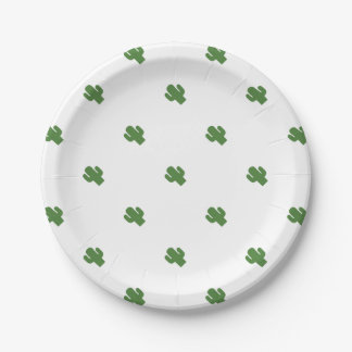 Happy green cactus in pink summer paper plates