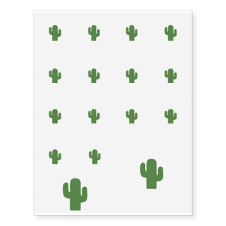 Happy green cactus in pink summer temporary tattoos