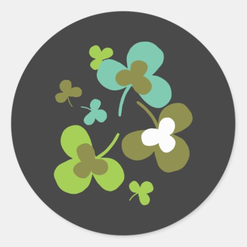 Happy Green Clover Leaves Art I Classic Round Sticker