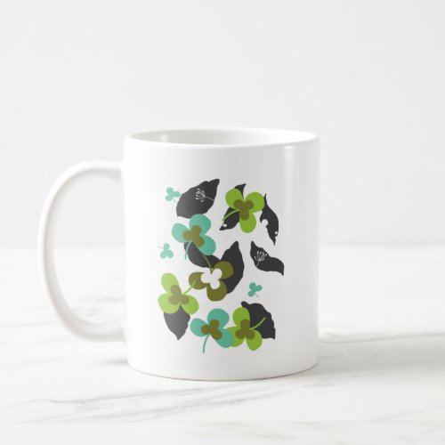 Happy Green Clover Leaves Art I Coffee Mug