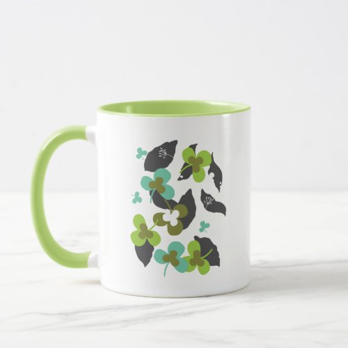 Happy Green Clover Leaves Art I Mug
