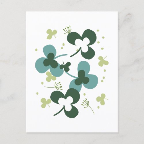 Happy Green Clover Leaves Art II Postcard