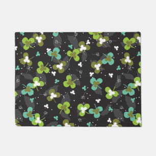 Happy Green Clover Leaves Art Pattern II Doormat