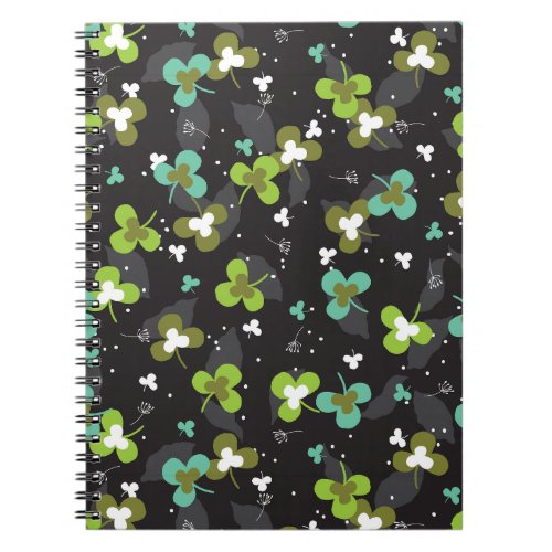 Happy Green Clover Leaves Art Pattern II  Notebook