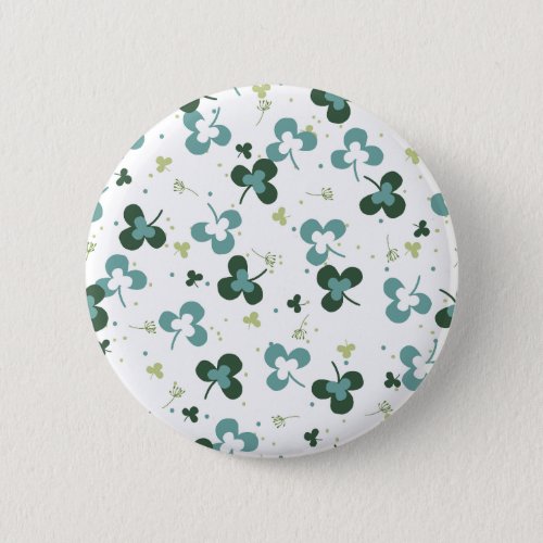 Happy Green Clover Leaves Art Pattern III Button
