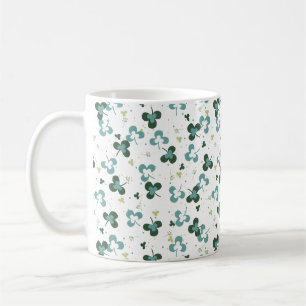Happy Green Clover Leaves Art Pattern III Coffee Mug