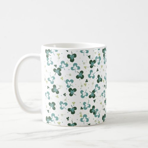 Happy Green Clover Leaves Art Pattern III Coffee Mug