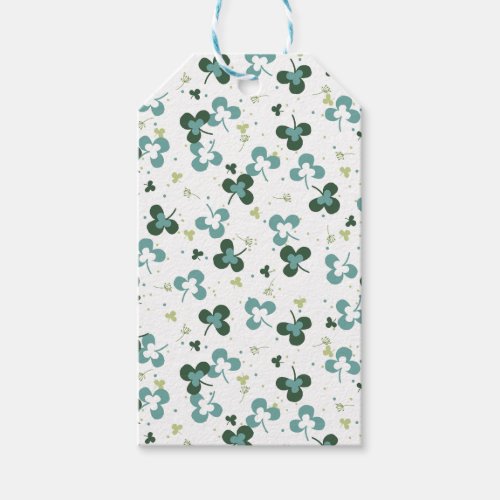 Happy Green Clover Leaves Art Pattern III Gift Tags