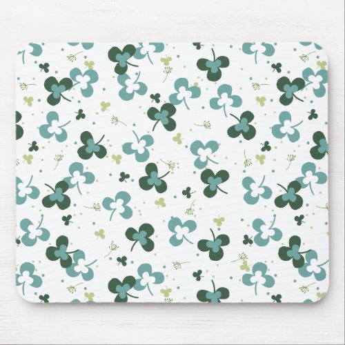 Happy Green Clover Leaves Art Pattern III Mouse Pad