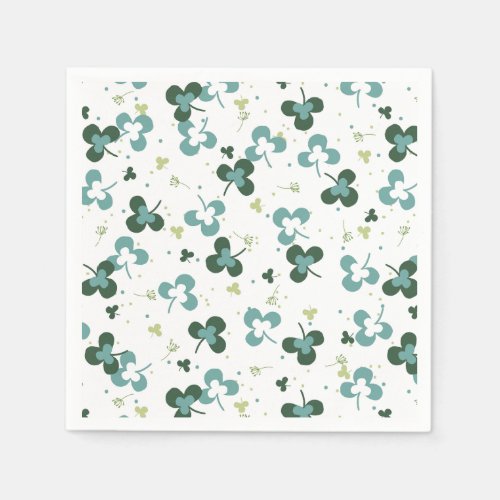 Happy Green Clover Leaves Art Pattern III Napkins