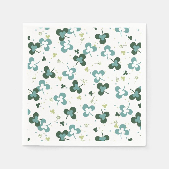 Happy Green Clover Leaves Art Pattern III Napkins (Front)