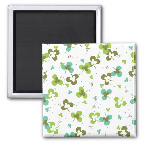 Happy Green Clover Leaves Art Pattern Magnet