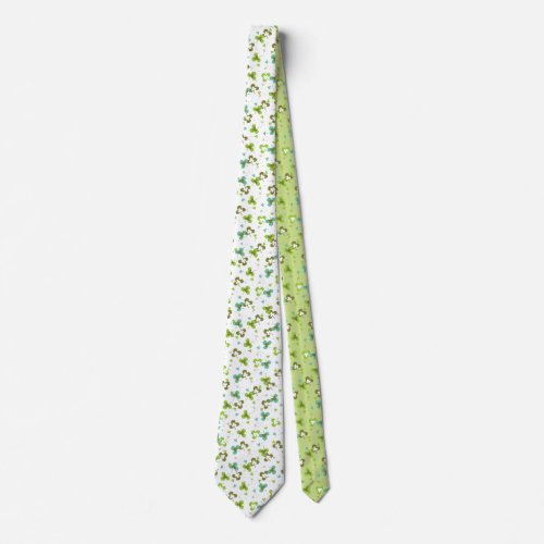 Happy Green Clover Leaves Art Pattern Neck Tie