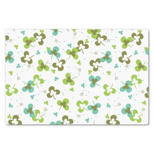 Happy Green Clover Leaves Art Pattern Tissue Paper