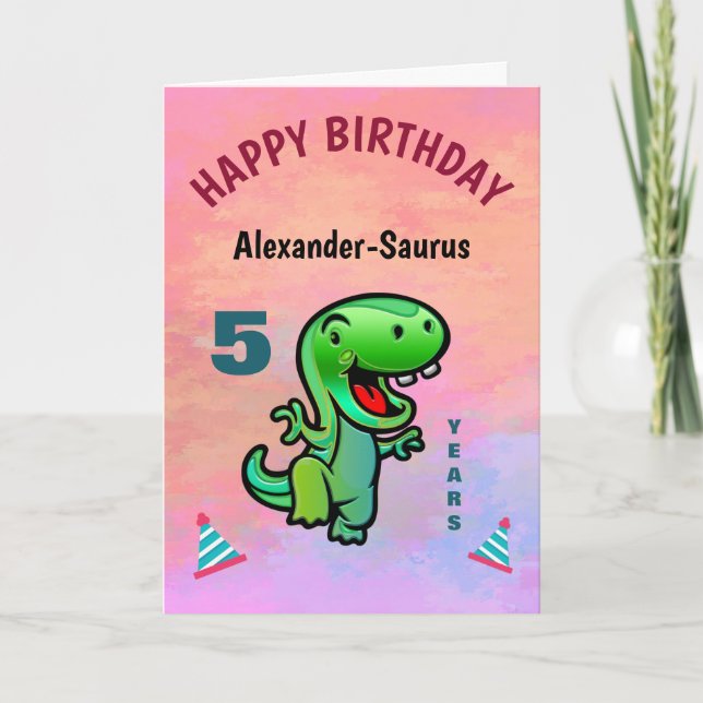 Happy Green Dinosaur Birthday Personalize  Card (Front)