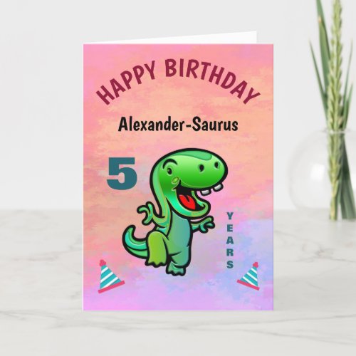 Happy Green Dinosaur Birthday Personalize  Card