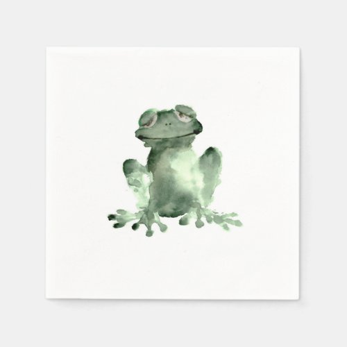 Happy green frog white decorativ paper napkins