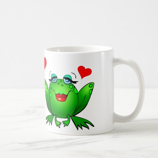 Happy Green Frogs Cute Cartoon Animals Coffee Mug (Right)