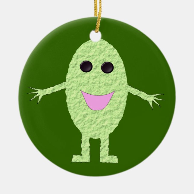 Happy Green Grape Custom Birthday Ceramic Ornament (Front)