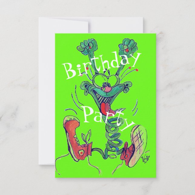 Happy Green Guy RSVP Invitations (Front)