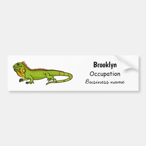 Happy green iguana cartoon illustration bumper sticker