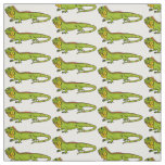 Happy green iguana cartoon illustration fabric