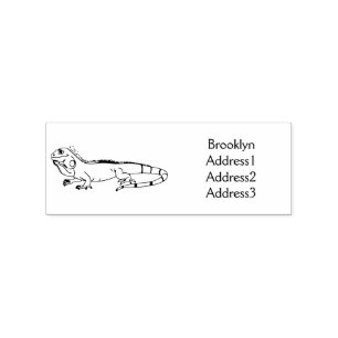 Happy green iguana cartoon illustration rubber stamp